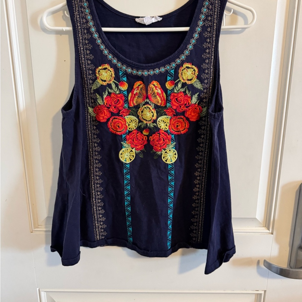 THML Navy Top with Multicolor Embroidery